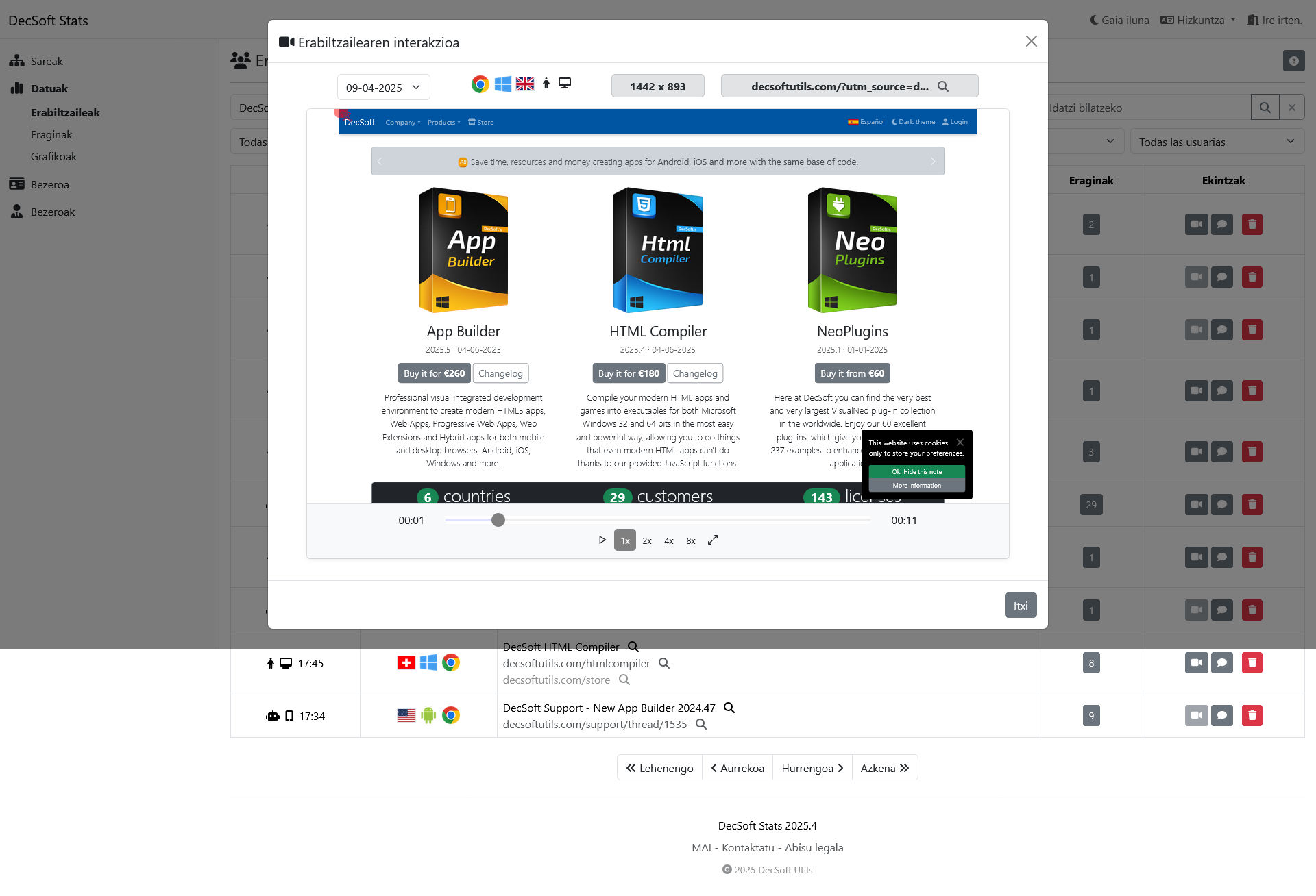 DecSoft Stats bezeroen panela