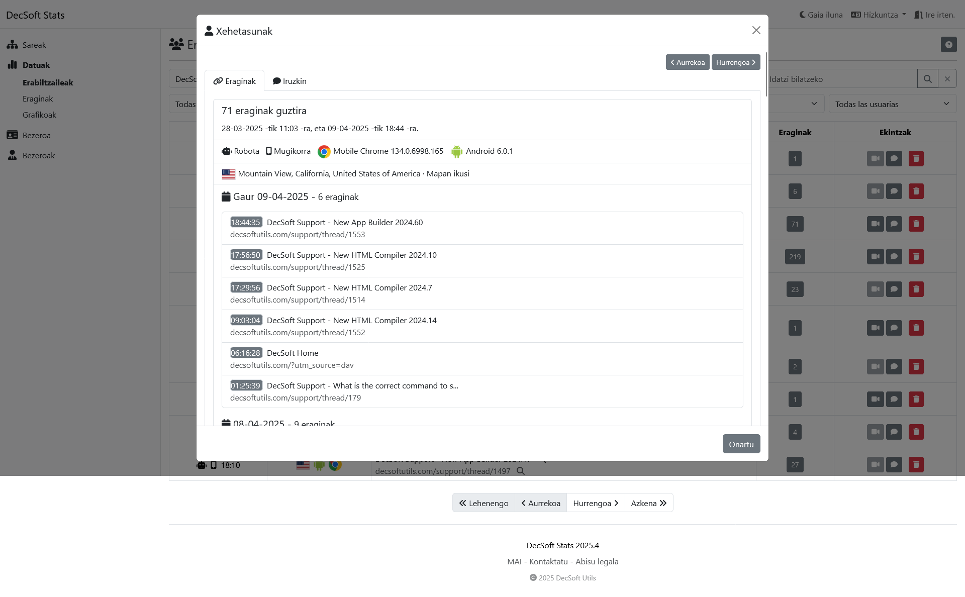 DecSoft Stats bezeroen panela
